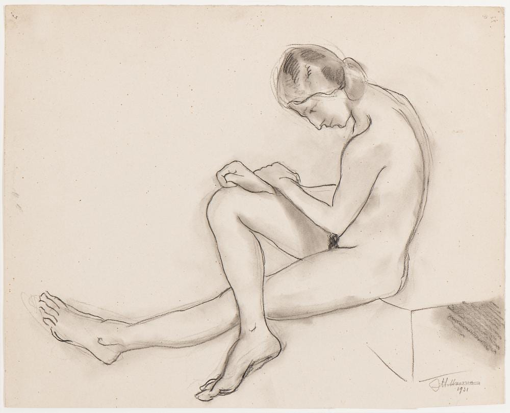 Joop MOESMAN comparable auction result: drawing of a seated nude straight from joop moesman
