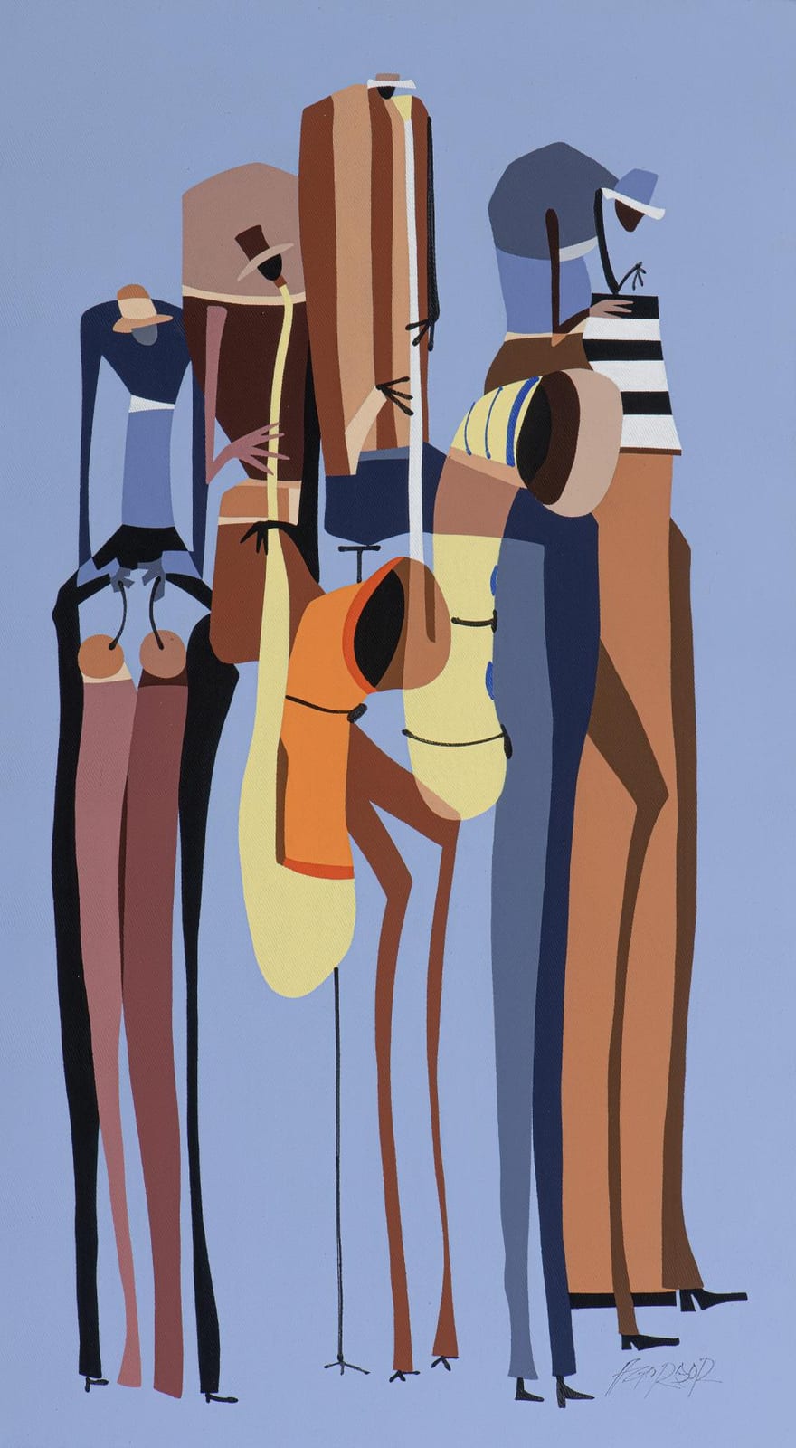 KOFI AGORSOR comparable auction result: groovy painting of a jazz band by kofi agorsor
