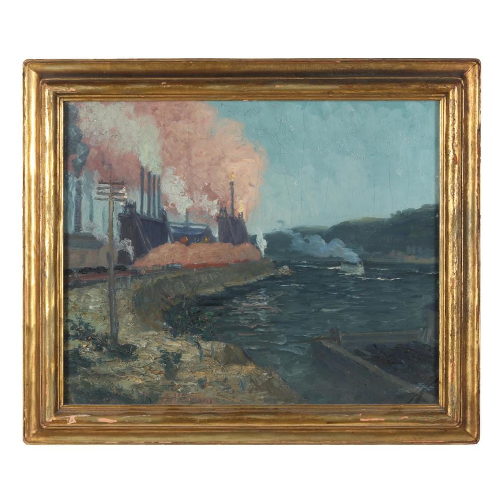 Aaron Harry Gorson comparable auction result: aaron harry gorson american 1872 1933 steel mill on the river