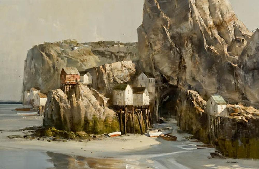 Thomas Andrew Nicholas comparable auction result: thomas andrew nicholas american b 1934 cliffside cottages oil on canvas 24 x 36 inches