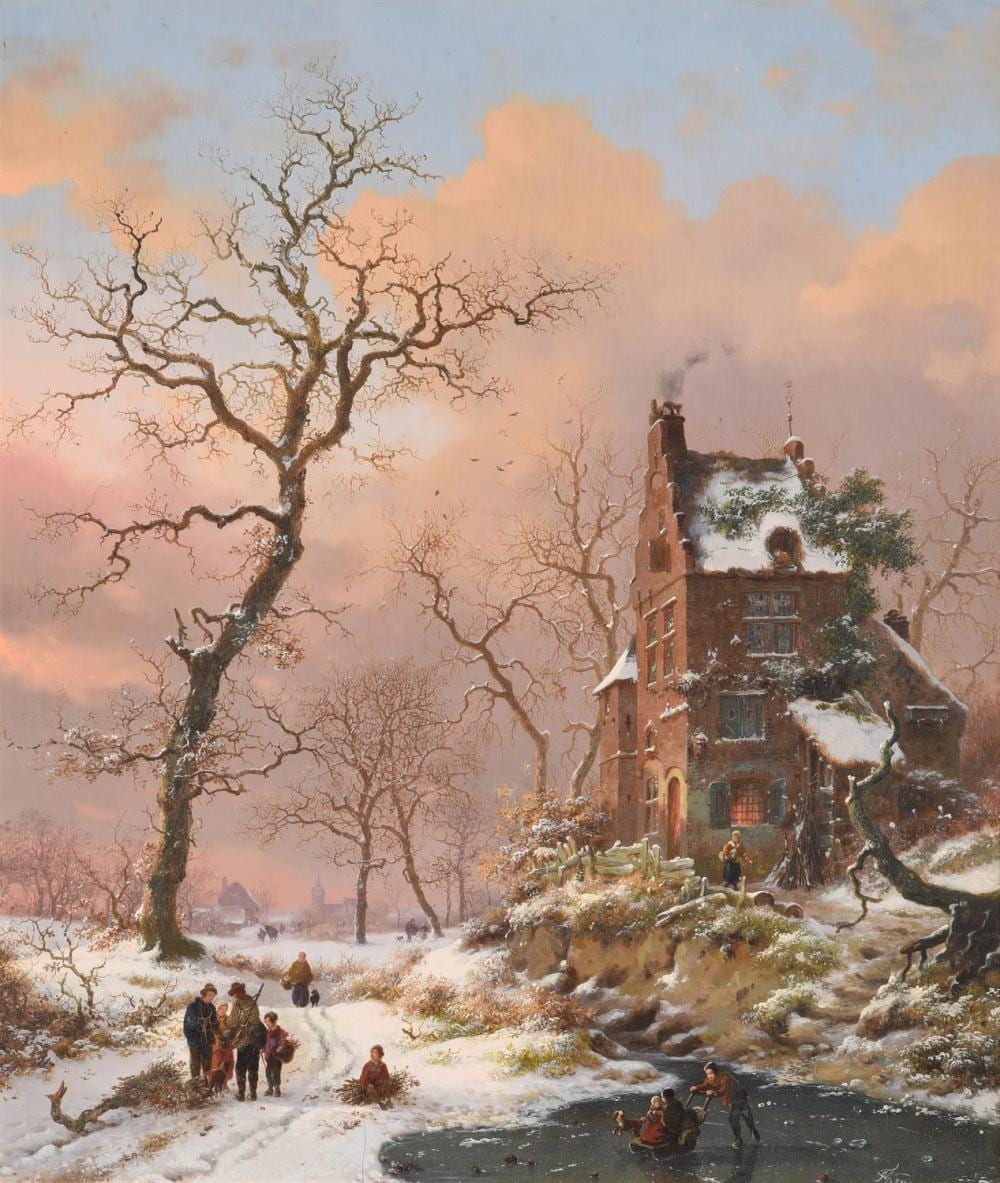 Frederik Marianus Kruseman comparable auction result: frederik marinus kruseman dutch 1816 1882 villagers in a snowy landscape