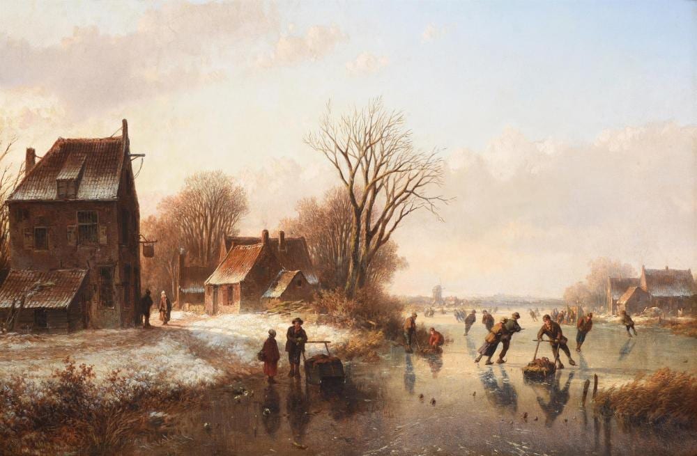 Willem Vester comparable auction result: willem vester dutch 1824 1895 snowy street scene