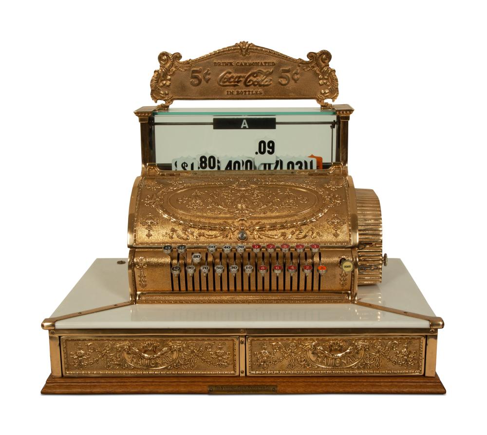 A Rare Double-Drawer National Cash Register Height 23 x width 27 x depth 17 inches. sold by Hindman, lot 1227 — auction record photograph