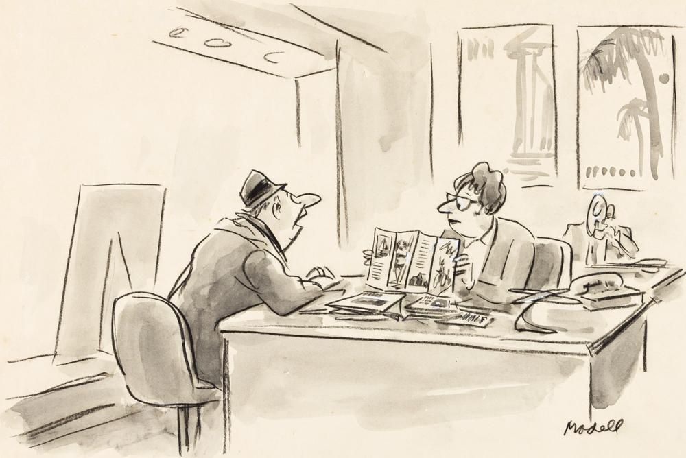 Frank Modell comparable auction result: frank modell 1917 2016 all i want to know is how far away from here i can get for under two thou new yorker cartoons