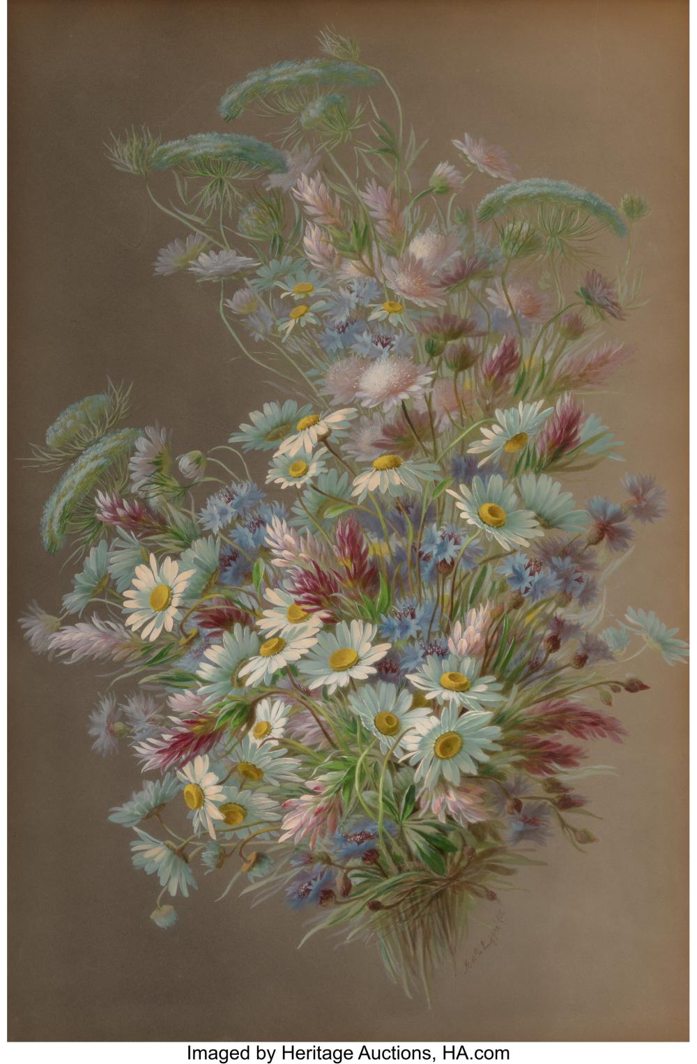 Raoul de Longpre comparable auction result: raoul m de longpr french 1843 1911 floral still life with daisies and wildf