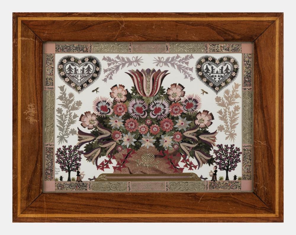 Anne Rosat comparable auction result: anne rosat 1935 d coupage motif d un bouquet de fleurs sign et dat 1984 25 5x35 cm