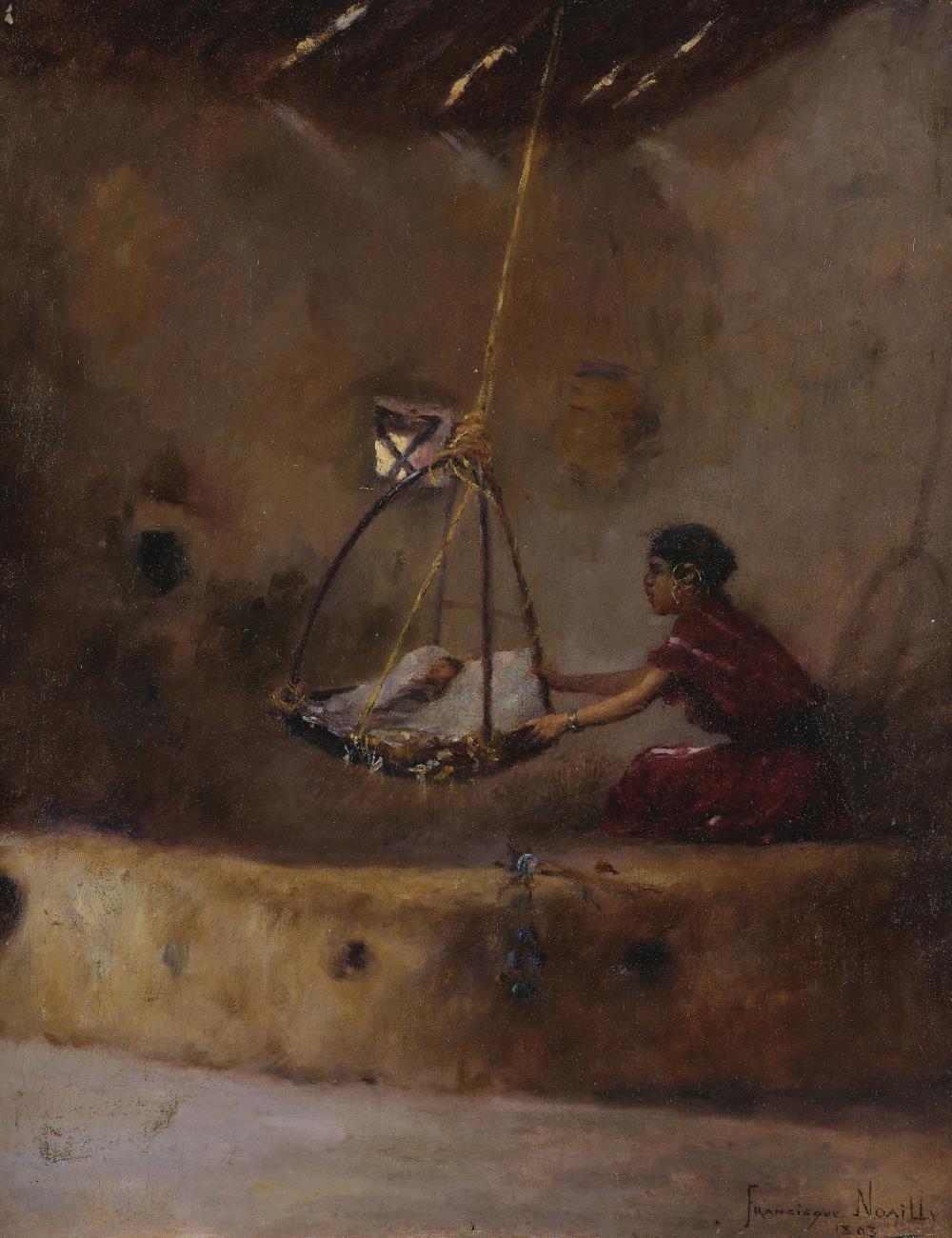 Francisque Noailly comparable auction result: francisque noailly marseille 1855 alger 1942 femme et son enfant au berceau