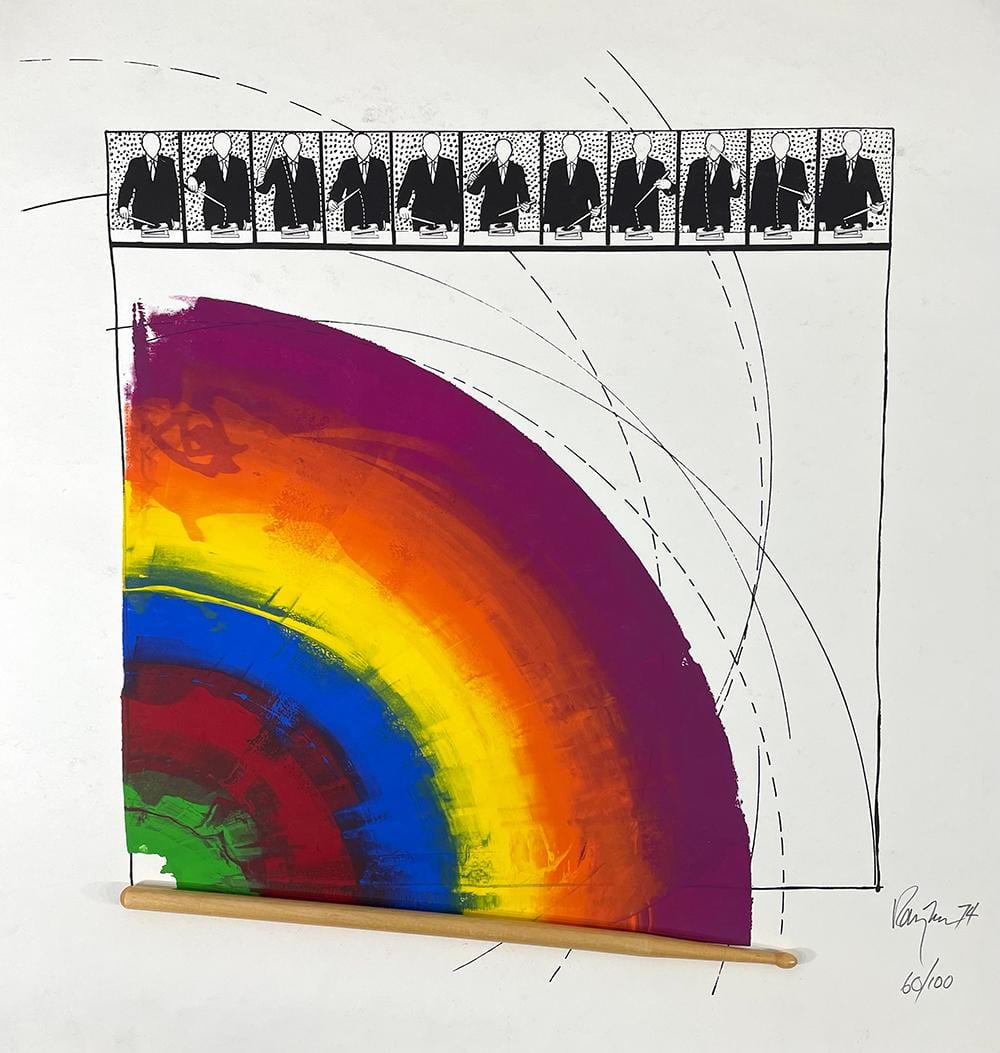 Gordon Rayner comparable auction result: gordon rayner drumstick mixed media print 60 100 1974