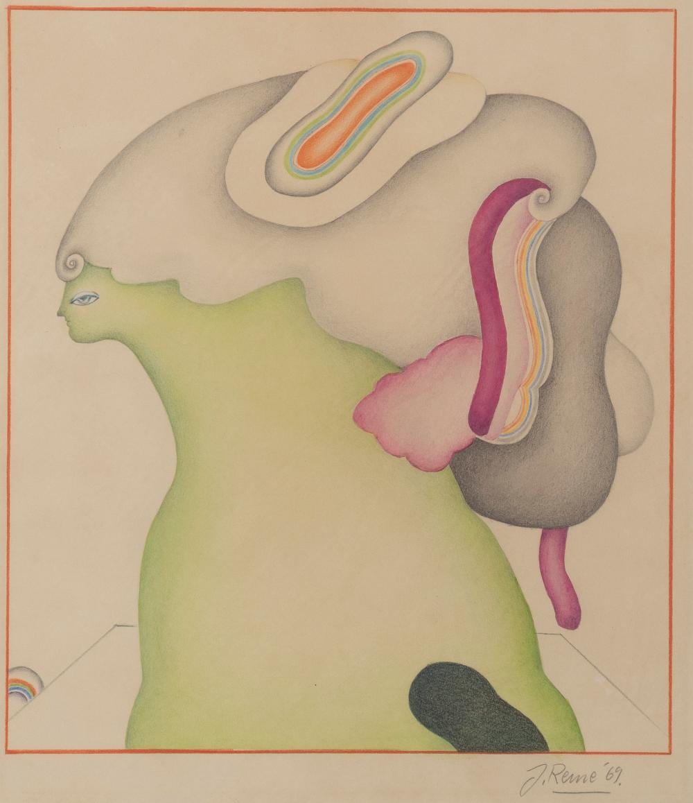 Jorg Reme comparable auction result: jorg reme n en 1941 sans titre 1969 crayons de couleur sur papier sign et dat