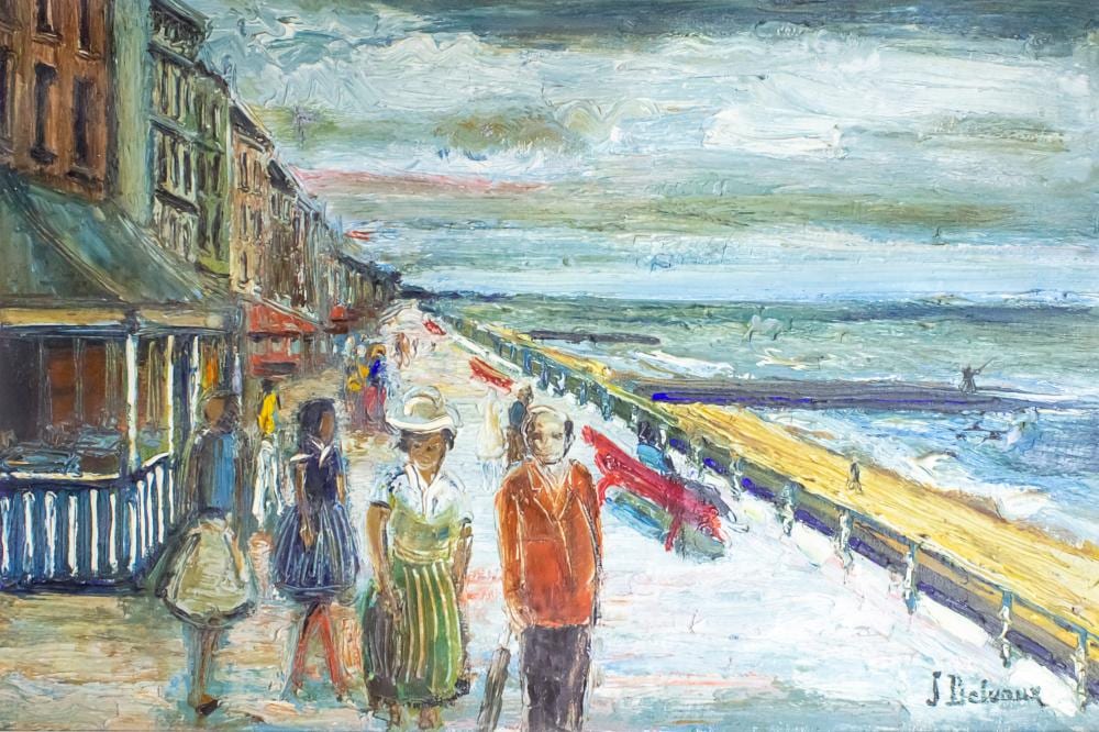 Jacques Delvaux comparable auction result: jacques delvaux belgian 1929 2010 figures in the promenade oil on canvas