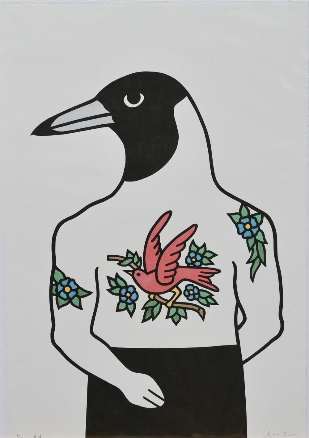 Rona Green comparable auction result: rona green hud 2008 hand coloured linocut 13 13 56 x 38cm unframed but backed and wrapped for protection