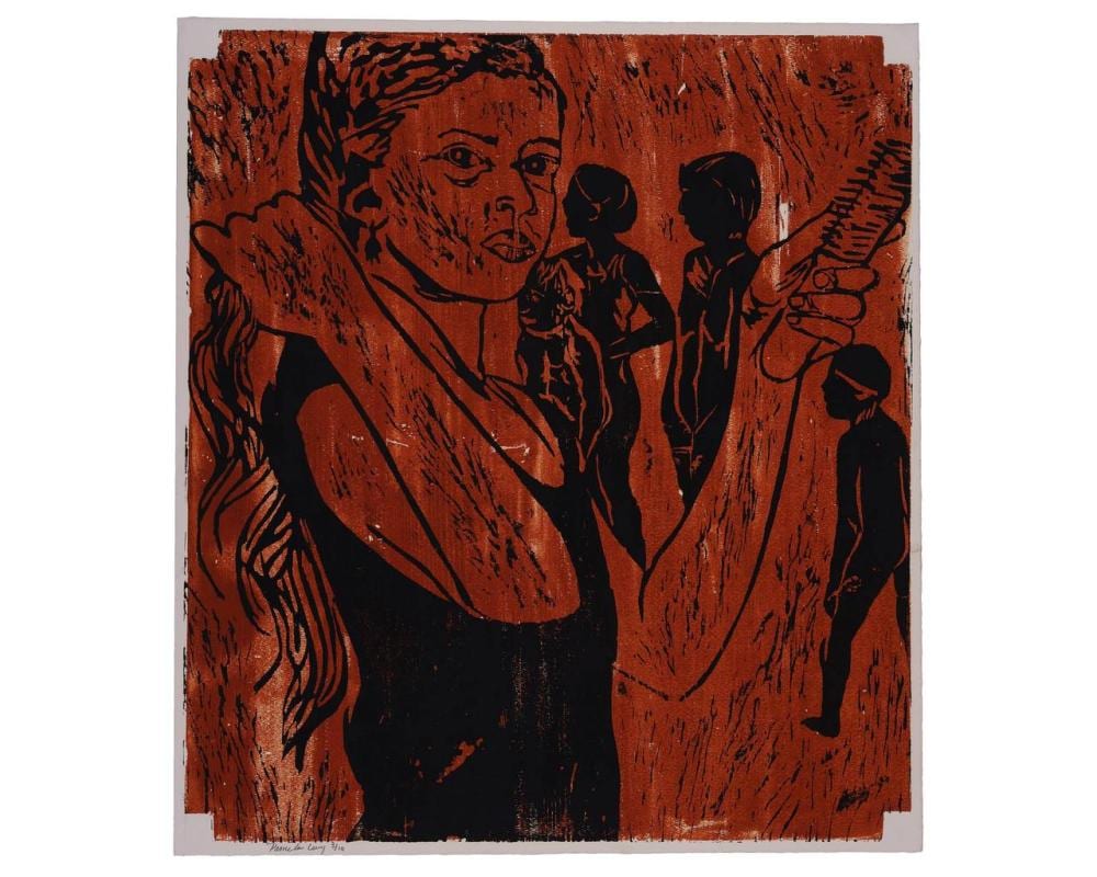 Pamela Levy comparable auction result: pamela levy 1949 2004 girl brushing her hair ii woodcut