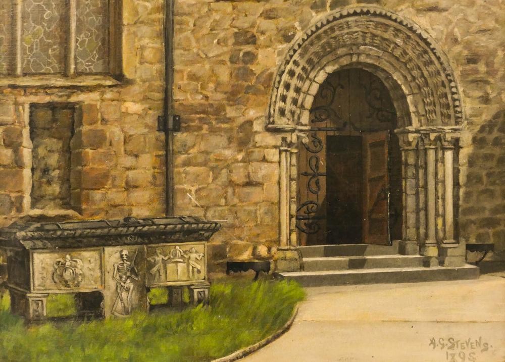 Albert George Stevens comparable auction result: albert george stevens cathedral entrance 1895 oil