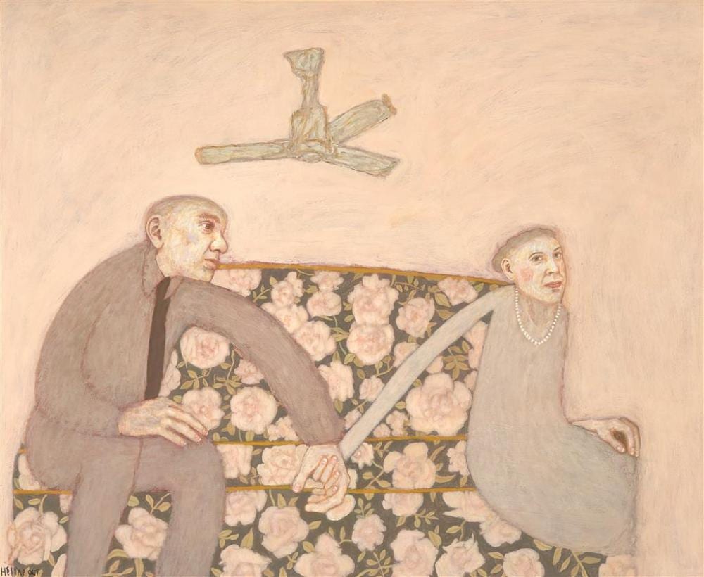 Helene Grove comparable auction result: helene grove 1946 mommy making out 2007 acrylic on board 58 x 70 cm frame 73 x 86 x 5 cm signed and dated lower left label