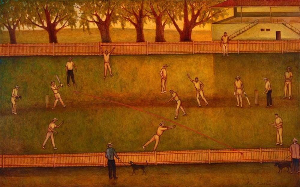 bob marchant 1938 over the fence for six oil on canvas 76 x 120 cm signed lower right inscribed and titled verso · Lawsons · 2021-12-16 Bob Marchant comparable auction result: bob marchant 1938 over the fence for six oil on canvas 76 x 120 cm signed lower right inscribed and titled verso