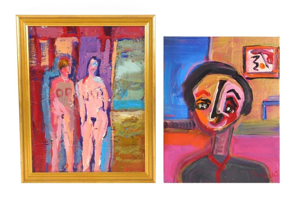 Juan Guzman-Maldonado comparable auction result: juan guzman maldonado american chile b 1948 two colorful portraits both acrylic on panel one framed piece having fun