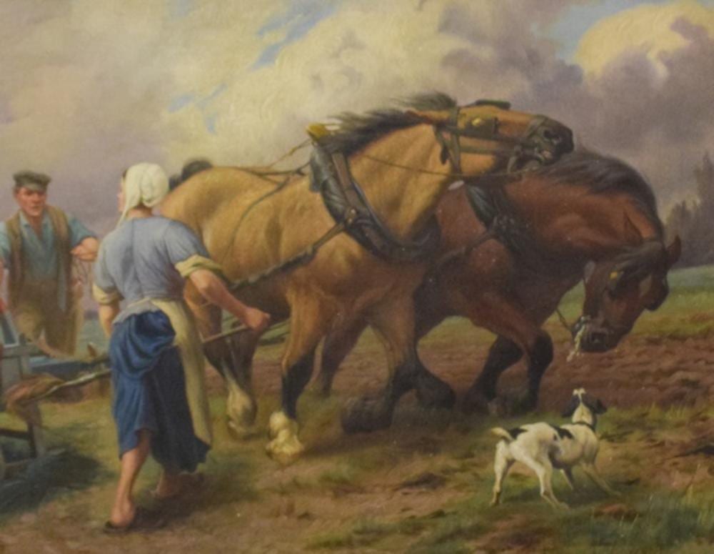 Jef van Leemputten comparable auction result: jef van leemputten oil plowing the fields
