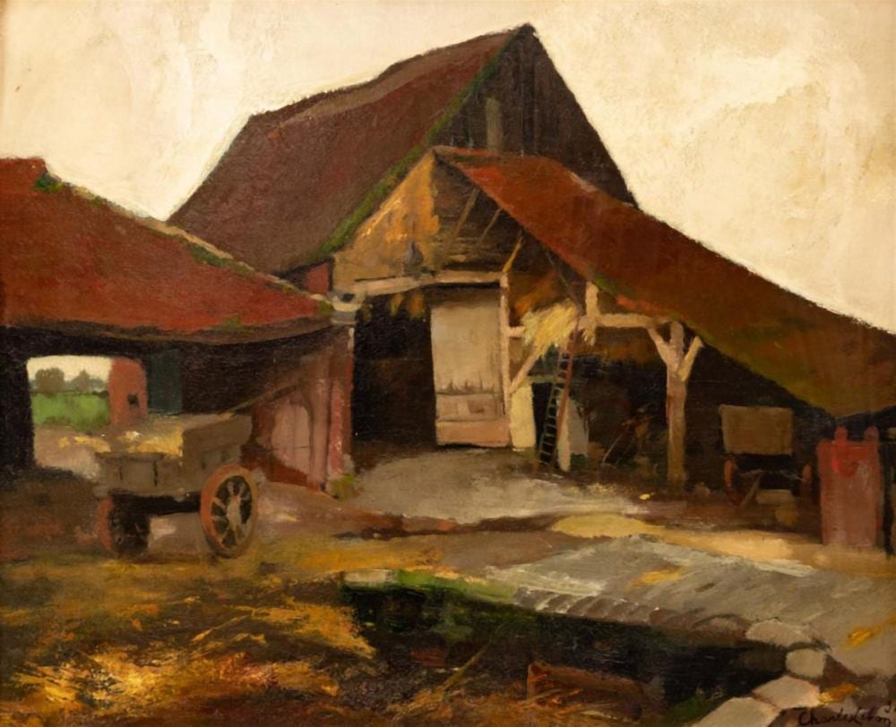 Charles Lebon comparable auction result: charles lebon 1906 1957 gezicht op oude schuur