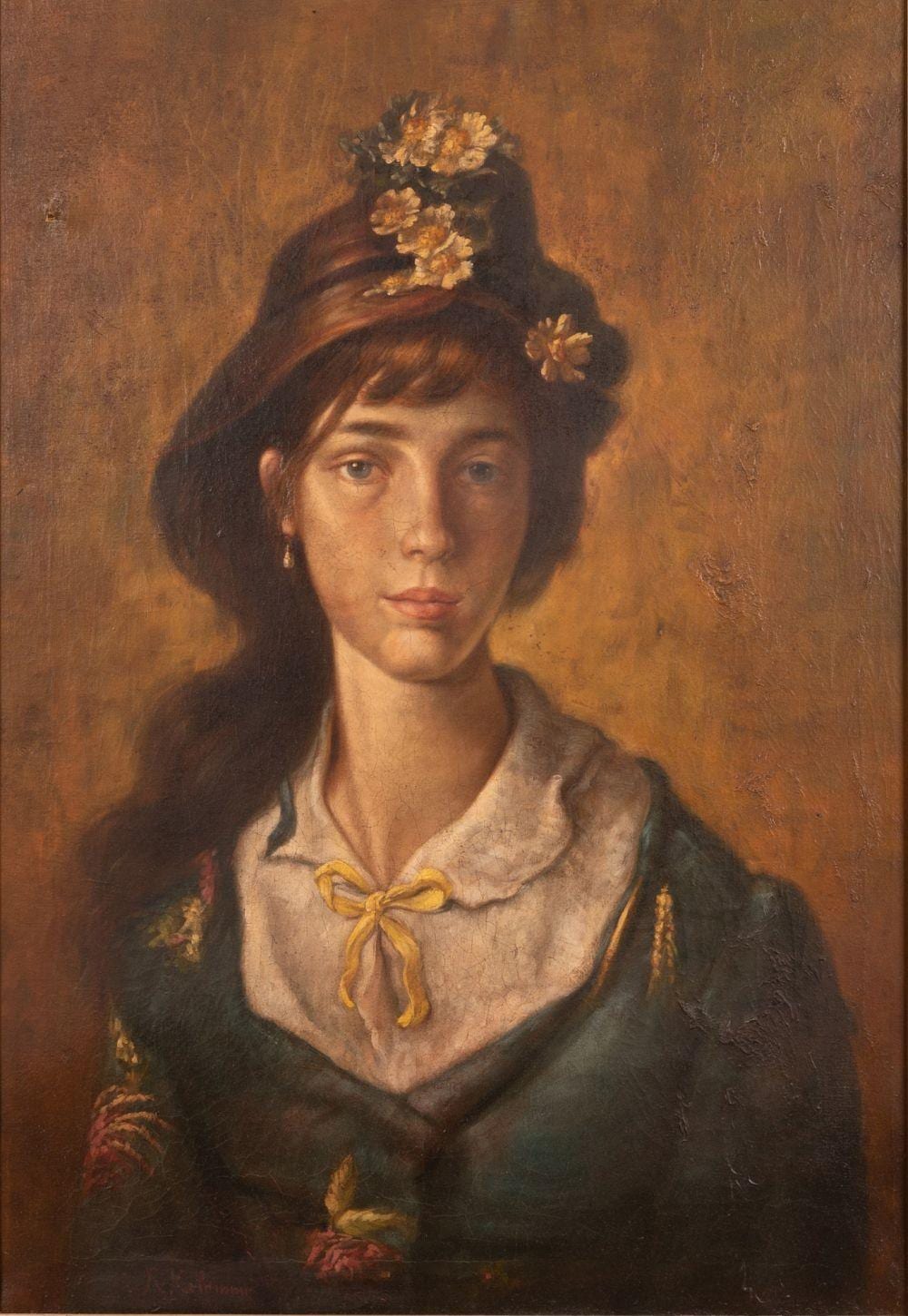 potrait of a young lady with a hat · Gliubich Casa d'Aste · 2021-12-17 Raffaello Celommi comparable auction result: potrait of a young lady with a hat