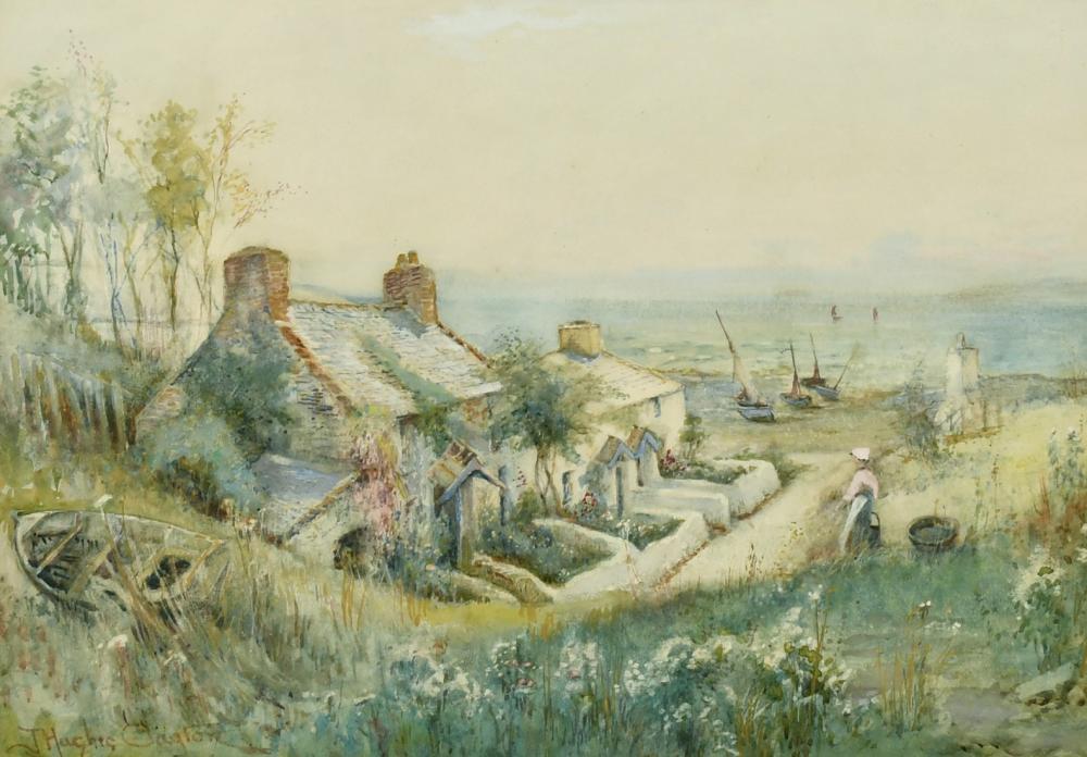 Joseph Hughes Clayton comparable auction result: joseph hughes clayton 1870 1930 british cottages by the sea watercolour signed 14 x 20