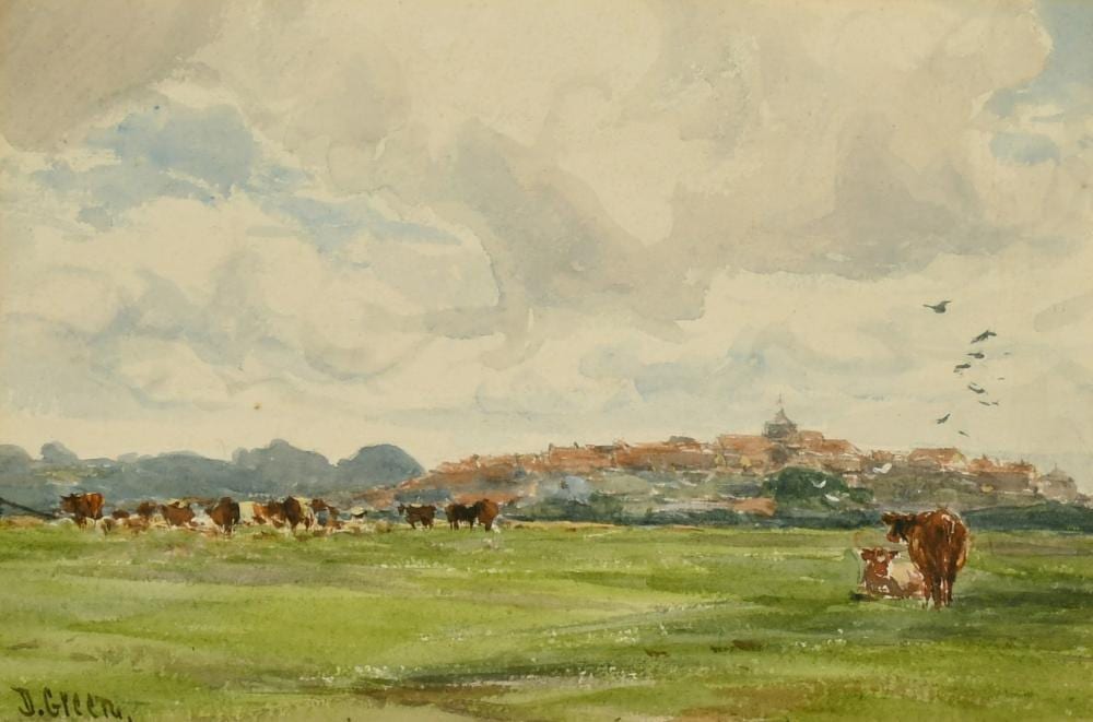 David Gould Green comparable auction result: david gould green 1854 1917 views of rye east sussex one from the beach 6 25 x 9 25 the other with catt