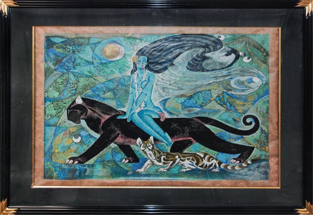 Zhou Ling comparable auction result: zhou ling b 1941 chinese painting framed