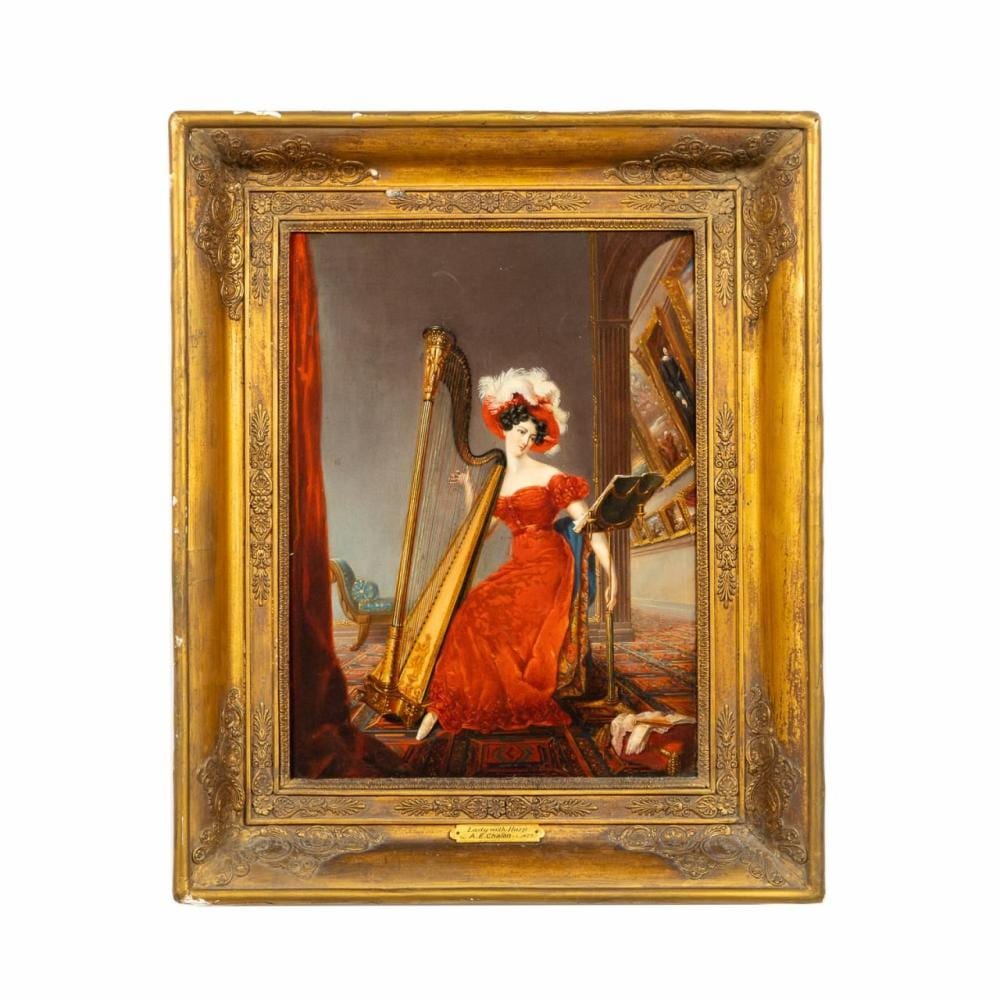 Alfred Edward Chalon comparable auction result: alfred edward chalon lady with harp framed