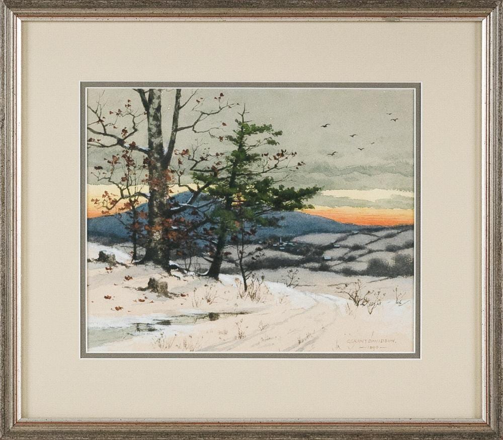Charles Grant Davidson comparable auction result: charles grant davidson new york 1865 1945 winter sunset watercolor on paper 7 5 x 9 5 sight framed 12 75 x 15