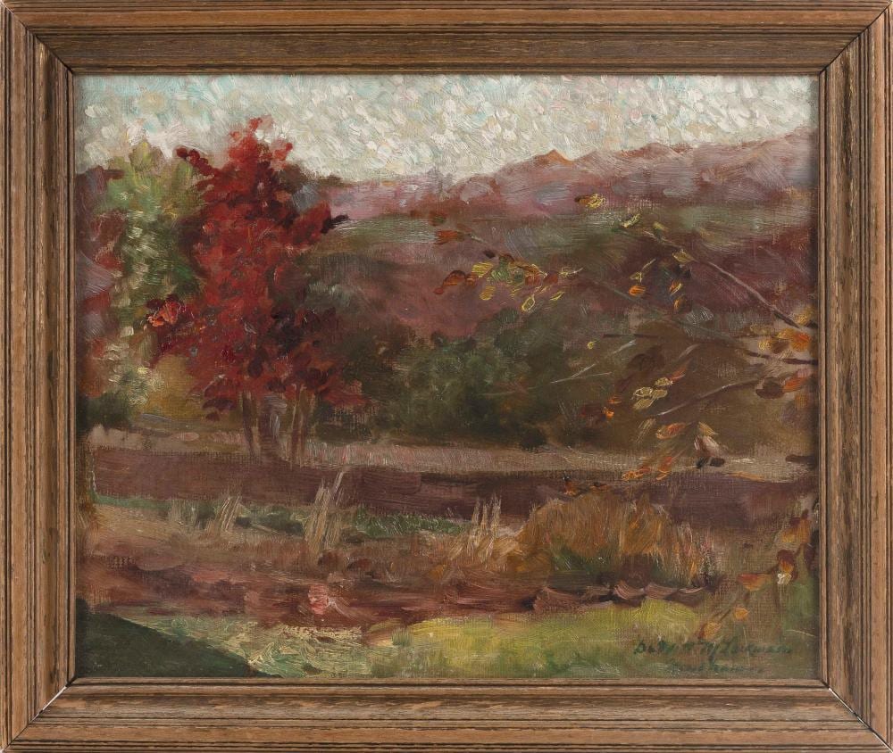 dewitt mcclellan lockman new york connecticut 1870 1957 landscape with pond oil on canvas 13 x 16 framed 16 x 19 · Eldred's · 2022-01-20 DeWitt McClellan Lockman comparable auction result: dewitt mcclellan lockman new york connecticut 1870 1957 landscape with pond oil on canvas 13 x 16 framed 16 x 19
