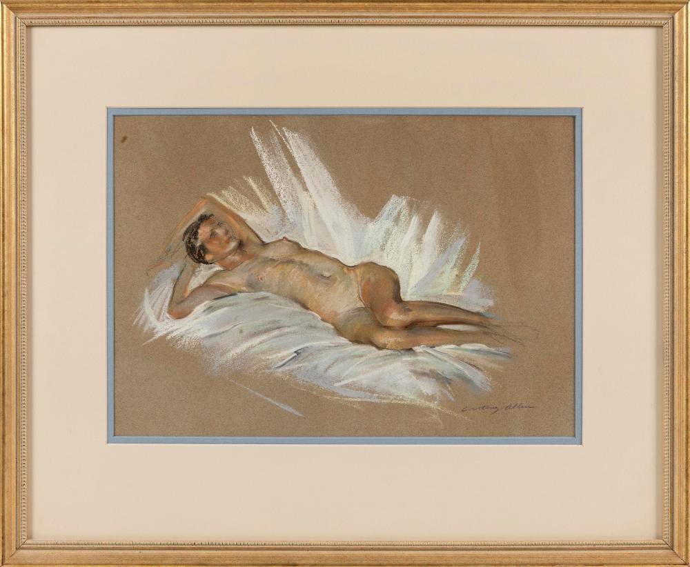 Courtney Allen comparable auction result: courtney charles allen new york massachusetts france 1896 1969 reclining female nude gouache on paper 11 x 16 sight framed 20 x 24
