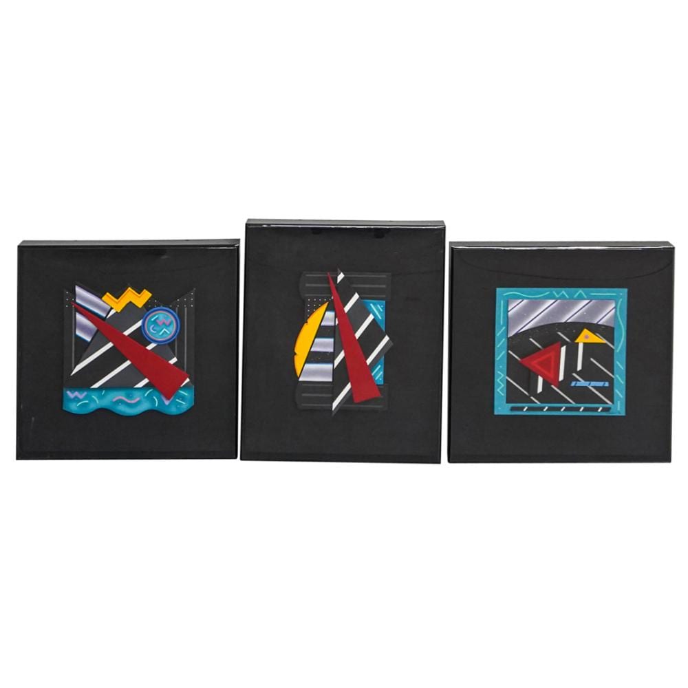 Neil Loeb comparable auction result: 3 pc neil loeb b 1950 signed mixed media abstract art