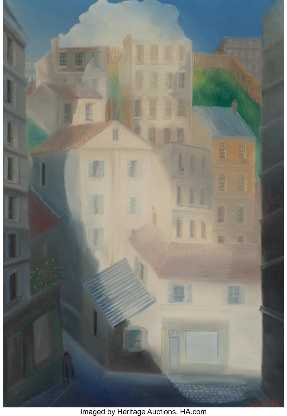 Elie Lascaux comparable auction result: elie lascaux french 1888 1968 menilmontant maisons rue savie 1957 oil on c