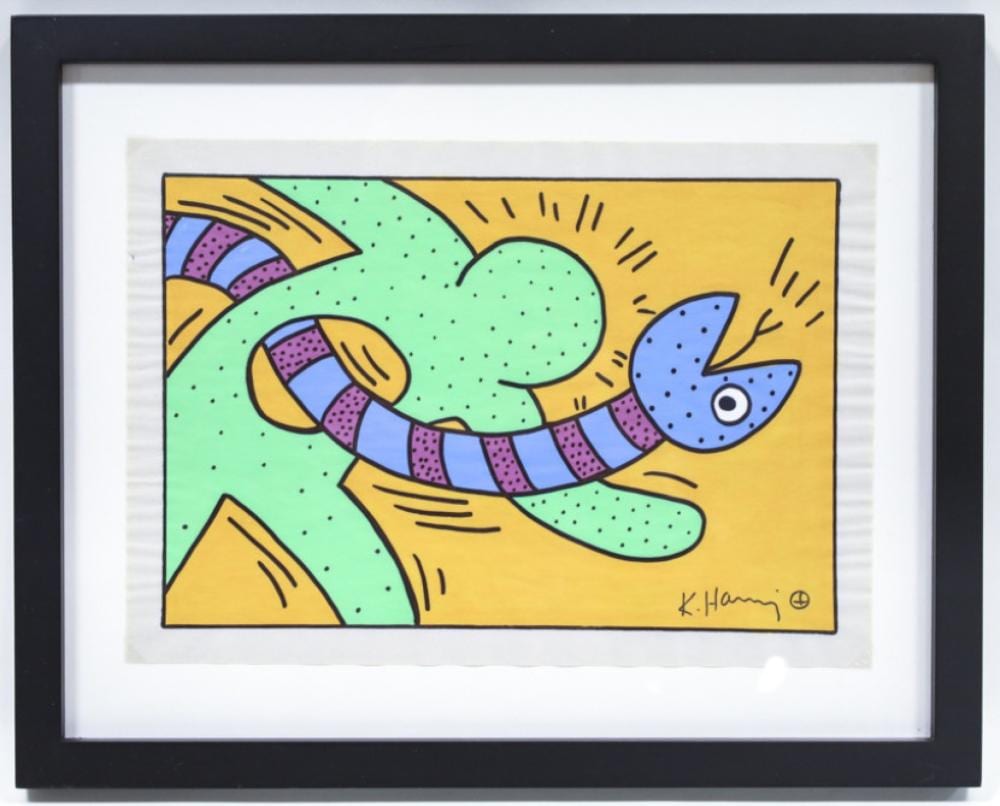 Keith Haring Gouache & Felt Tip Pen Artwork sold by Kraft Auction Service, lot 4559 — auction record photograph