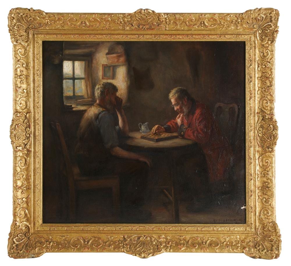 Henry John Dobson comparable auction result: henry john dobson 1858 1928 playing checkers