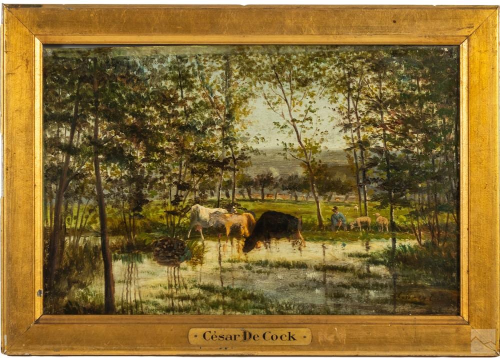 Cesar de Cock comparable auction result: cesar de cock 1823 1904 belgian landscape painting