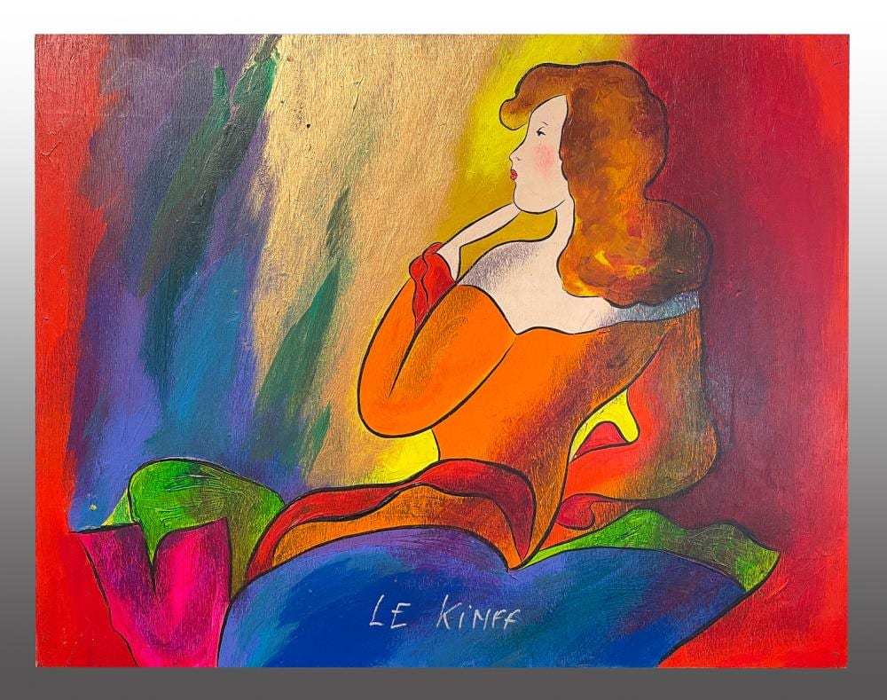 Linda LeKinf comparable auction result: original le kinff painting profile of a redheaded