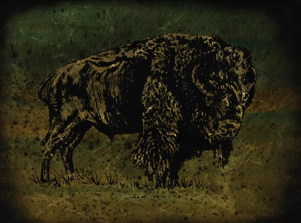 Jack White comparable auction result: jack white 1933 2016 foil art on glass bison