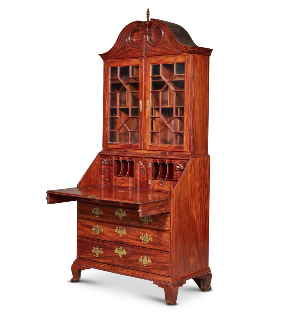 Attributed Ichabod Cole Chippendale desk-and-bookcase lot image