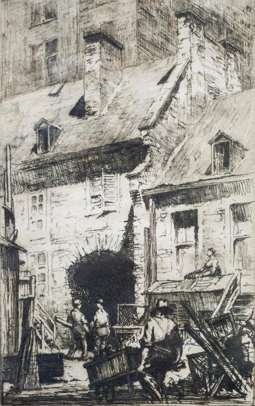 Herbert Raine comparable auction result: herbert raine canadian 1875 1951 old courtyard st vincent street montreal etching framed 13 5 8 x 10 3 8 in