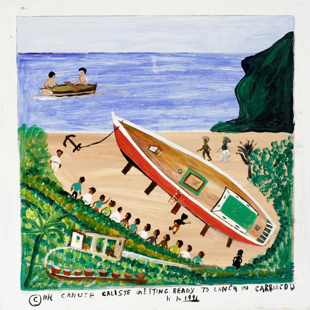 Canute Caliste comparable auction result: canute caliste grenadan 1914 2005 seven works scenes of carriacou island west indies sizes to 15 x 16in painted in 1988 1990 and 1991 respectively