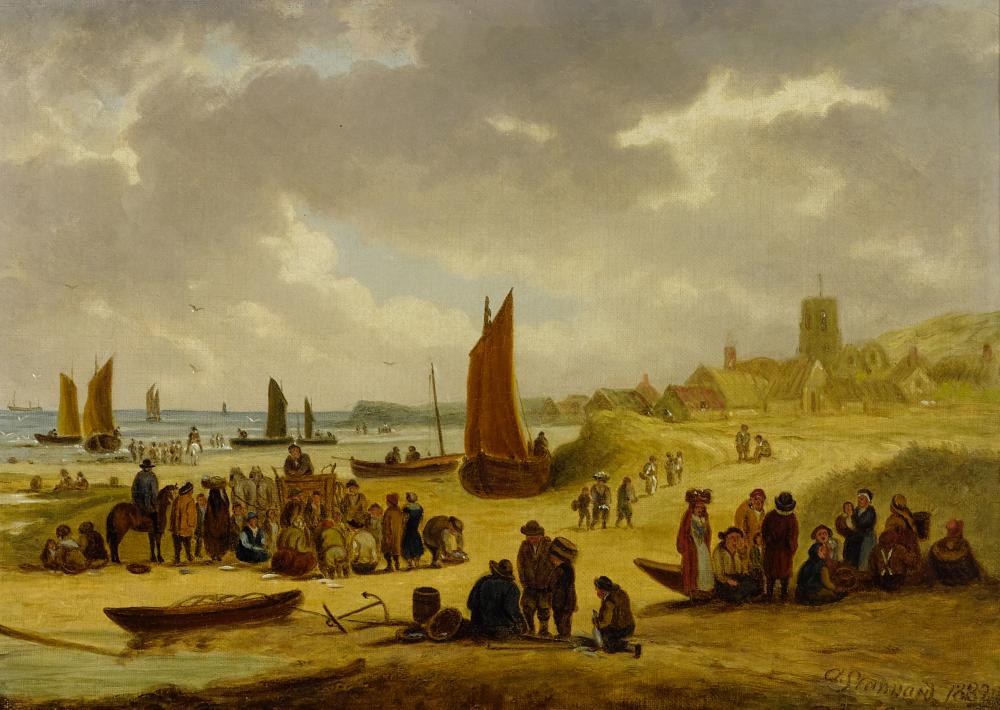 Alfred Stannard comparable auction result: alfred stannard british 1806 1889 fisherfolk gathered on a beach 10 1 4 x 14 1 4in 26 x 36 2cm