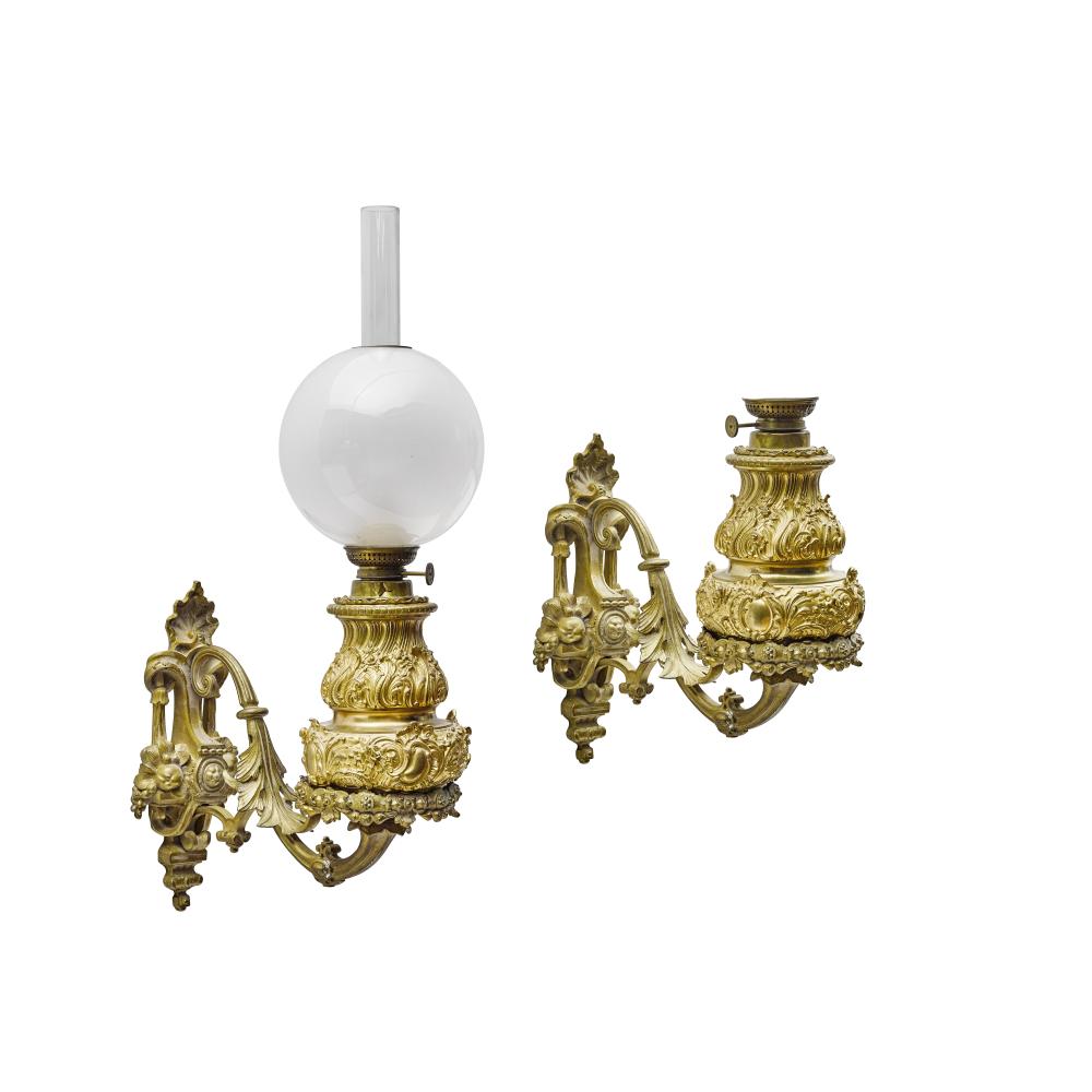 A PAIR OF VICTORIAN GILT BRONZE AND METAL OIL LAMP SCONCES19th century sold by Bonhams, lot 396 — auction record photograph