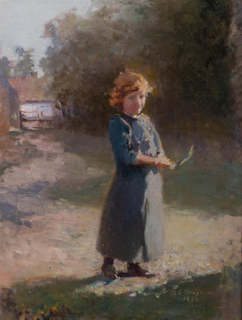 Minerva Josephine Chapman comparable auction result: minerva josephine chapman american 1858 1947 young girl with feather oil on canvas 15 1 4 x 12 in 18 3 4 x 15 1 2 in framed