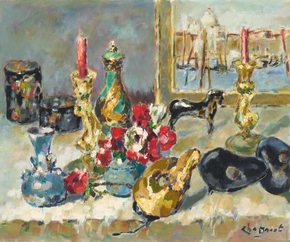Alfred Chagniot comparable auction result: alfred chagniot still life with painting of venice