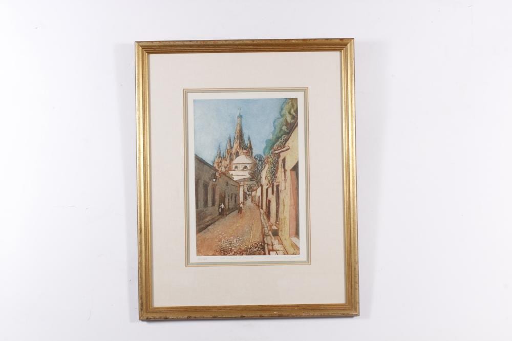 Lawrence E. Glasson comparable auction result: signed print un lindo pueblo by lawrence e glasson
