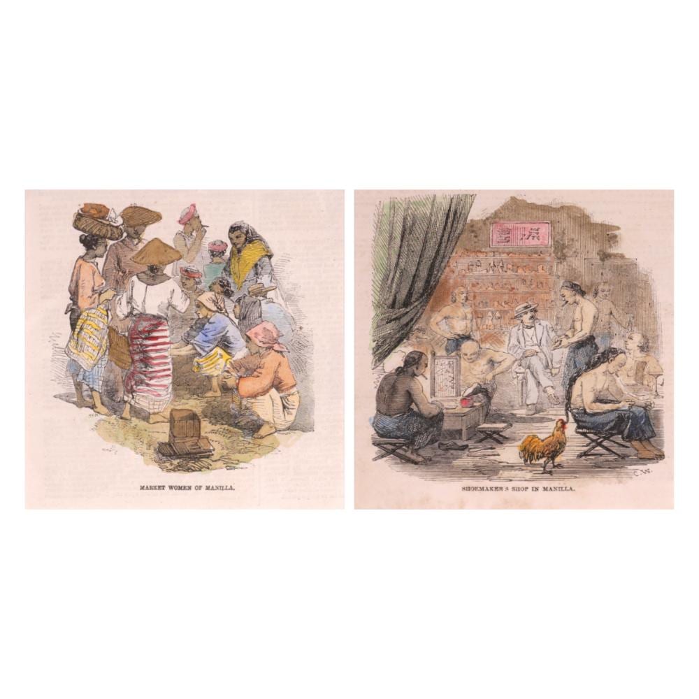 Charles Wirgman comparable auction result: charles wirgman 1832 1891 a market women of manilla b shoemaker s shop in manila