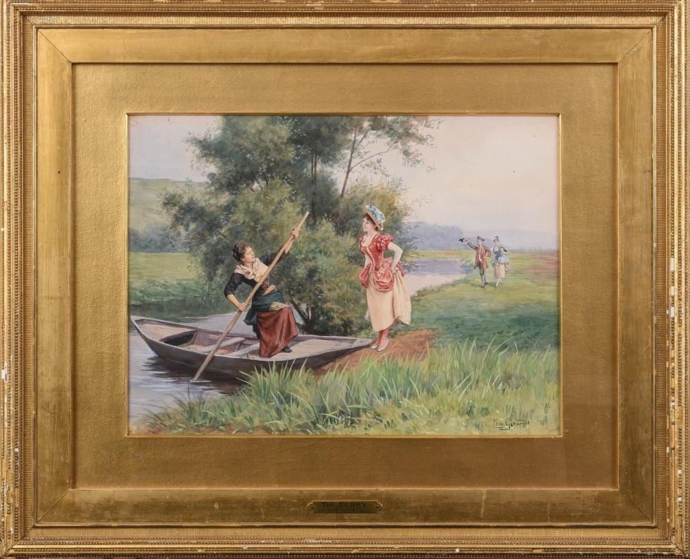 l on girardet 1857 1895 the ferry · Casco Bay Auctions · 2022-02-06 Léon Girardet comparable auction result: l on girardet 1857 1895 the ferry