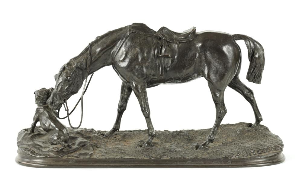 PIERRE JULES MENE. A LARGE LATE 19TH CENTURY BRONZE ANIMALIER SCULPTURE sold by Hutchinson Scott Limited, lot 402 — auction record photograph