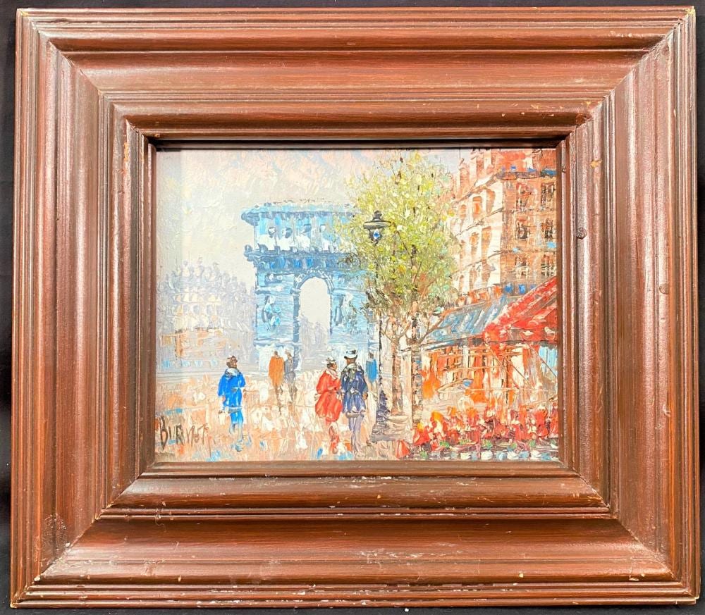 CAROLINE C. BURNETT (1877-1950) ORIGINAL OIL ON CANVAS CITYSCAPE – 15 IN x 16 IN sold by The Rug Life Auctions, lot 280 — auction record photograph
