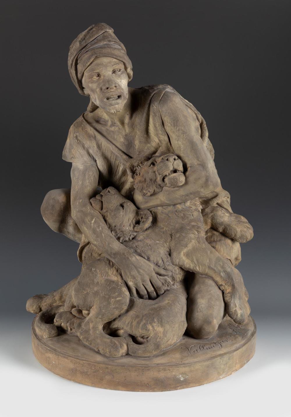 Agapit Vallmitjana i Abarca comparable auction result: agapit vallmitjana i abarca barcelona 1850 1915 lion hunter or the african ha 1882 1883 terracotta signed